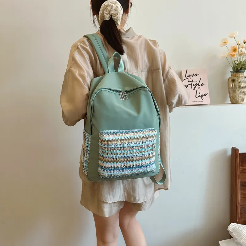 Cwatcun Nylon Backpack Regular Unisex Ecru/Green/Black-11