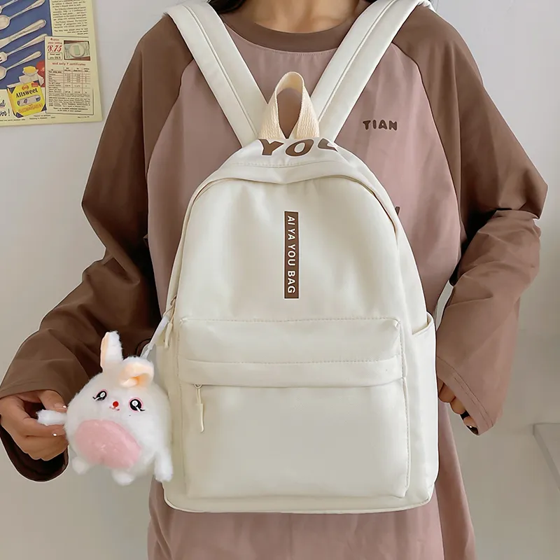 Cwatcun Nylon Backpack Regular Women's White/Pink/Black/Yellow/Purple-2