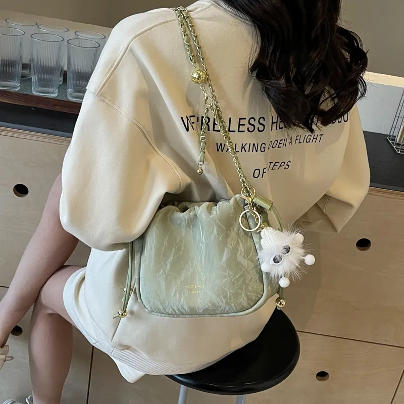 Cwatcun PU Shoulder Bag Regular Women's Pink/Black/Ecru/Green-22