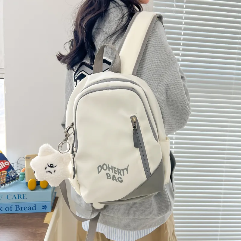 Cwatcun Canvas Backpack Regular Unisex Black/Pink/Red/White/Gray/Blue/Gray/White-5