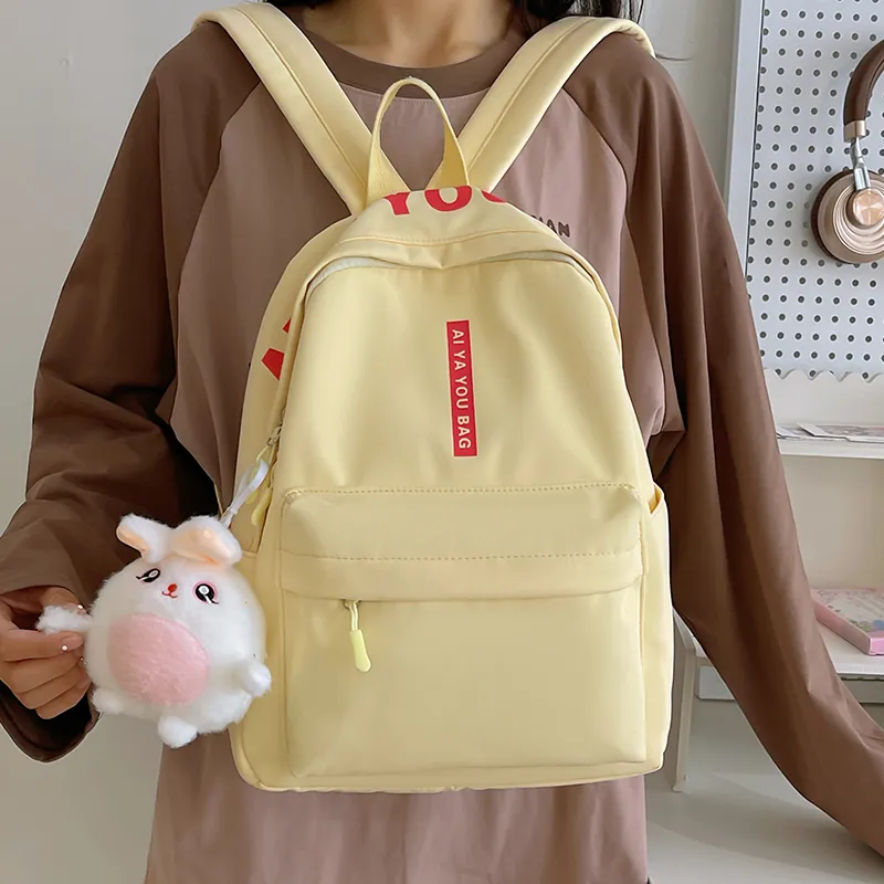Cwatcun Nylon Backpack Regular Women's White/Pink/Black/Yellow/Purple-11