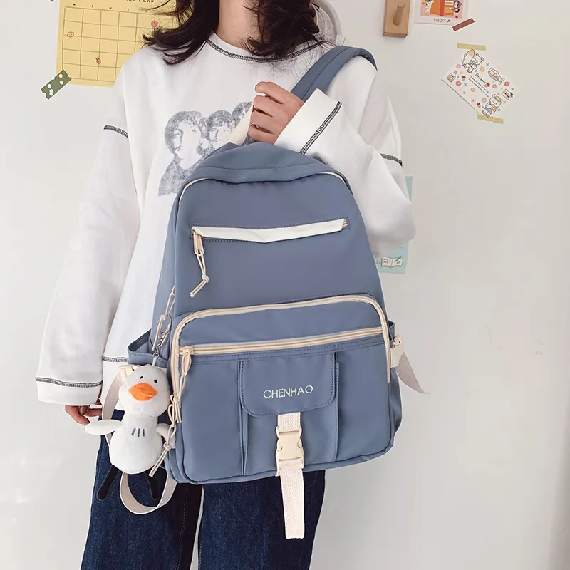 Cwatcun Nylon Backpack Unisex White/Red/Black/Blue-16
