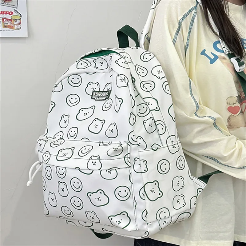 Rainbow Girl Nylon Backpack Regular Unisex Blue/Green/Yellow/Black-7