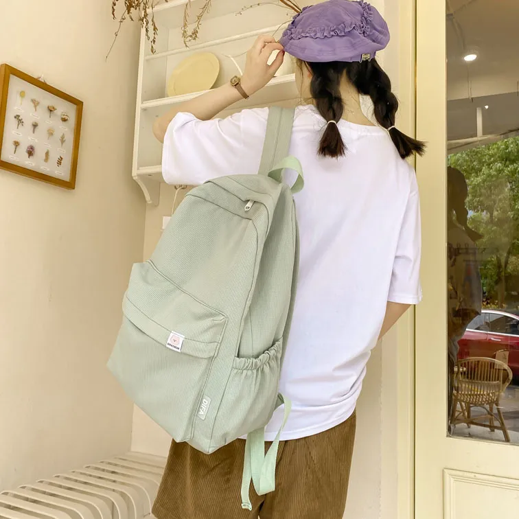 Cwatcun Cotton Backpacks Backpack Regular Unisex Black/Blue/Yellow/White/Purple/Green/Pink-11