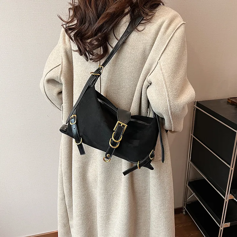 Cwatcun PU+Suede Crossbody Bag, Shoulder Bag Women's Brown/Black/Khaki/Coffee-7