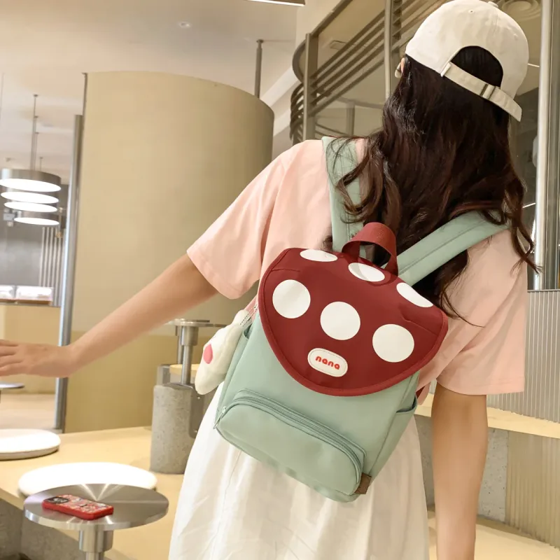 Cwatcun Nylon Backpack Unisex White Pink Black Green Purple-5