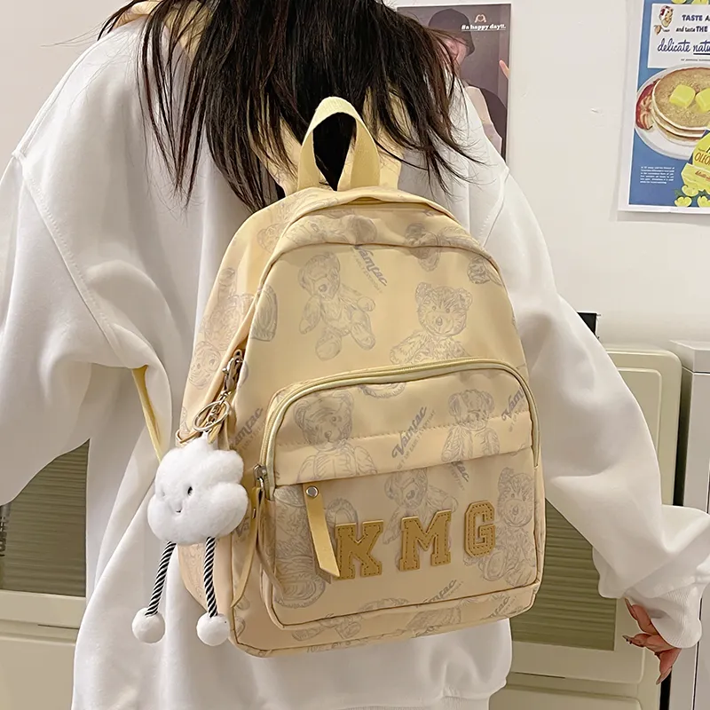 Cwatcun Nylon Backpack Women's White/Pink/Black/Yellow/Purple-12
