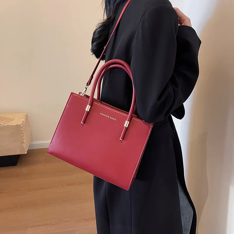 Cwatcun PU Shoulder Bag Crossbody Bag Handbag Women's Red/Black-1