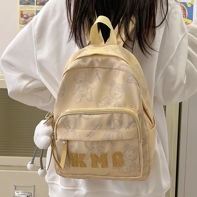 Cwatcun Nylon Backpack Women's White/Pink/Black/Yellow/Purple-14