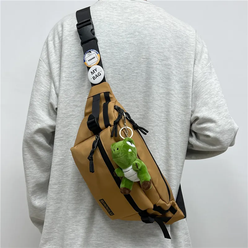 Cwatcun Nylon Sling Bag Regular Unisex White/Light Brown/Gray/Black-8