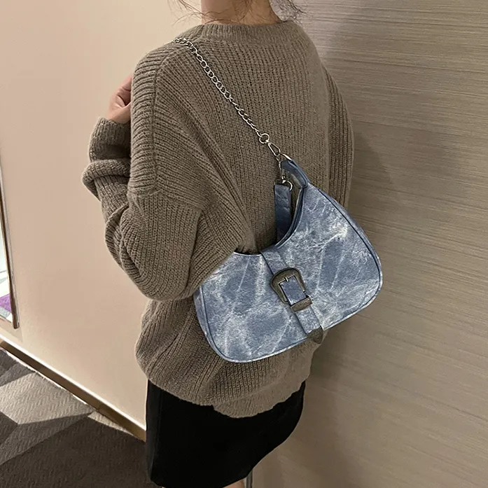 Cwatcun PU Shoulder Bag Crossbody Bag Regular Women's Blue/Gray-1