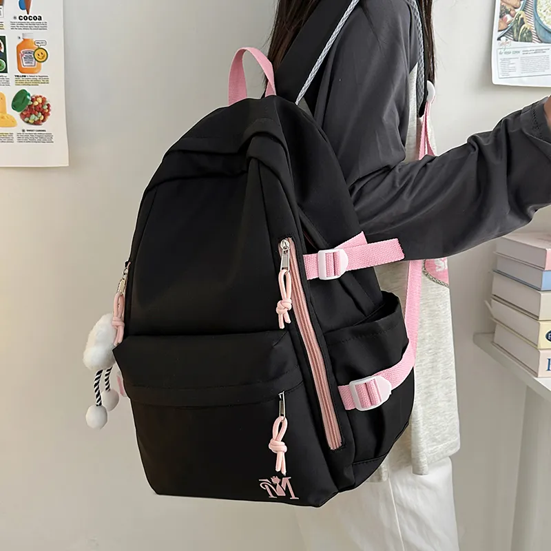 Cwatcun Nylon Backpack Unisex Light Gray/Blue/Yellow/Black-18