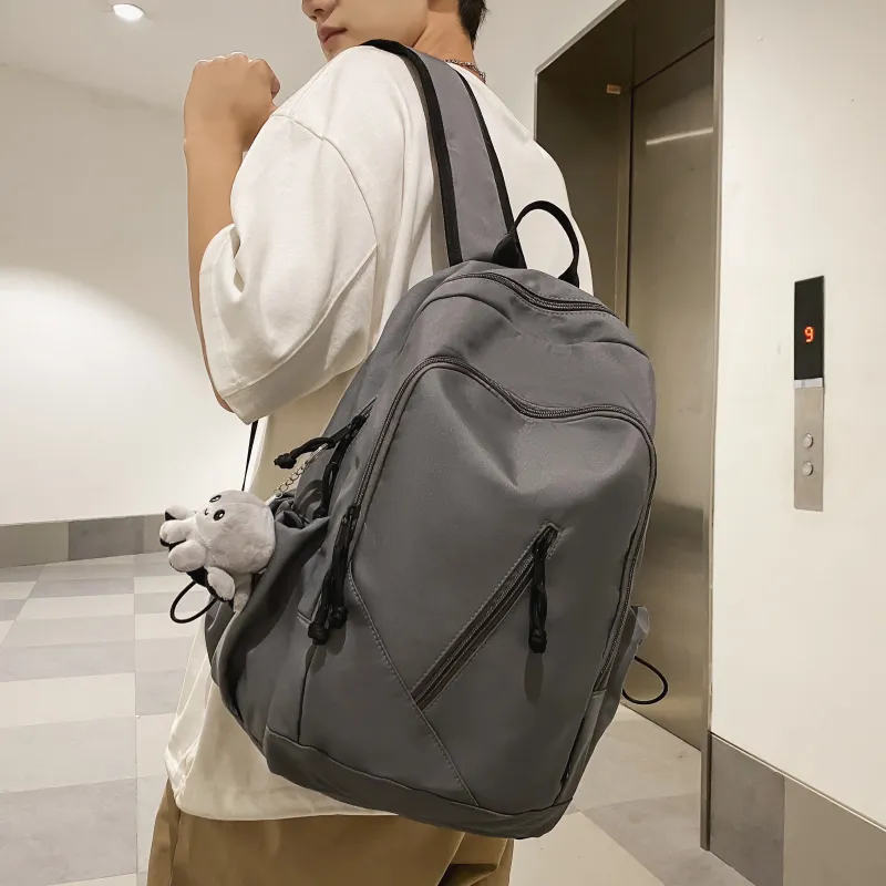 Cwatcun Nylon Backpack Regular Unisex Brown/White/Black/Gray-16