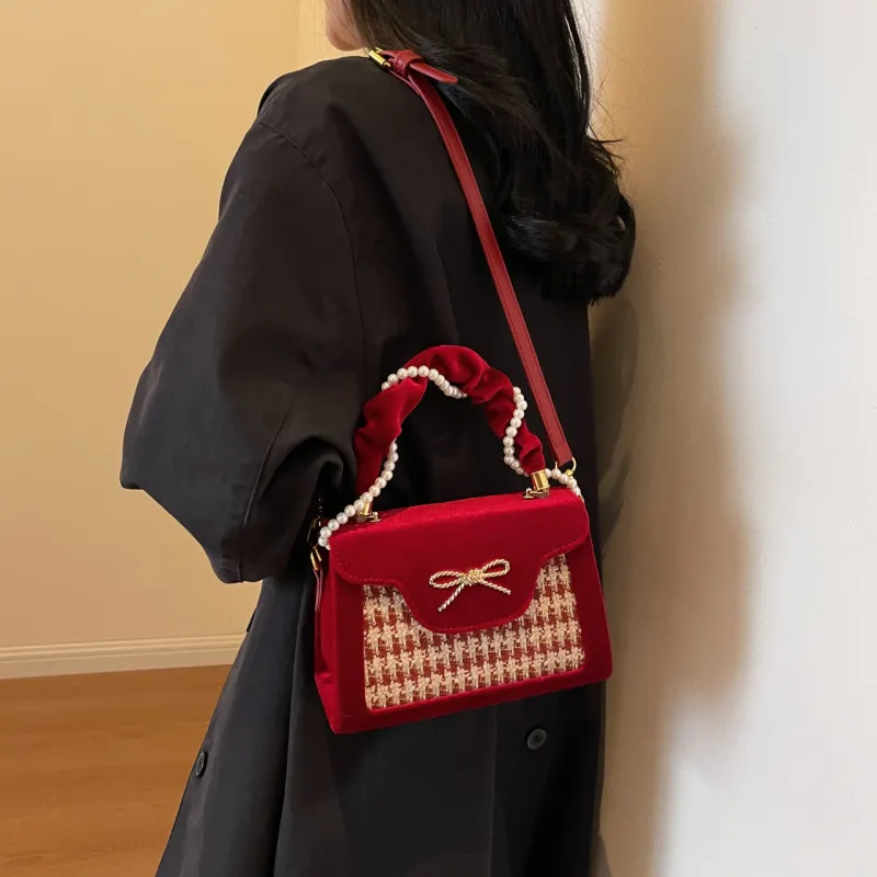 Cwatcun PU Plush Crossbody One Shoulder Handbags Regular Women's Red PU Style/Red Fleece Style-8