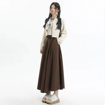 7 SEVFUN Casual Long Skirt Women's Brown