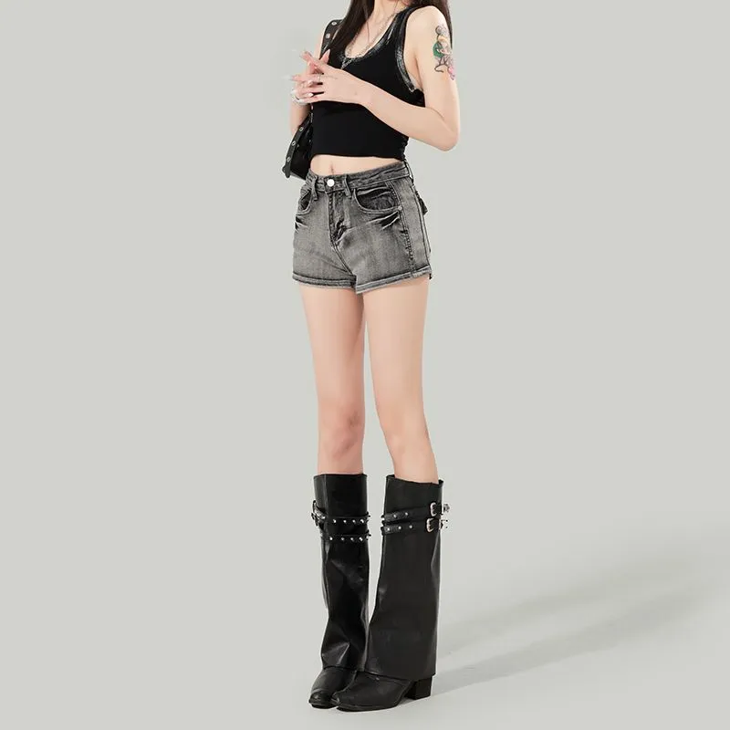 7 SEVFUN Denim Shorts Women's Smoke Gray-3