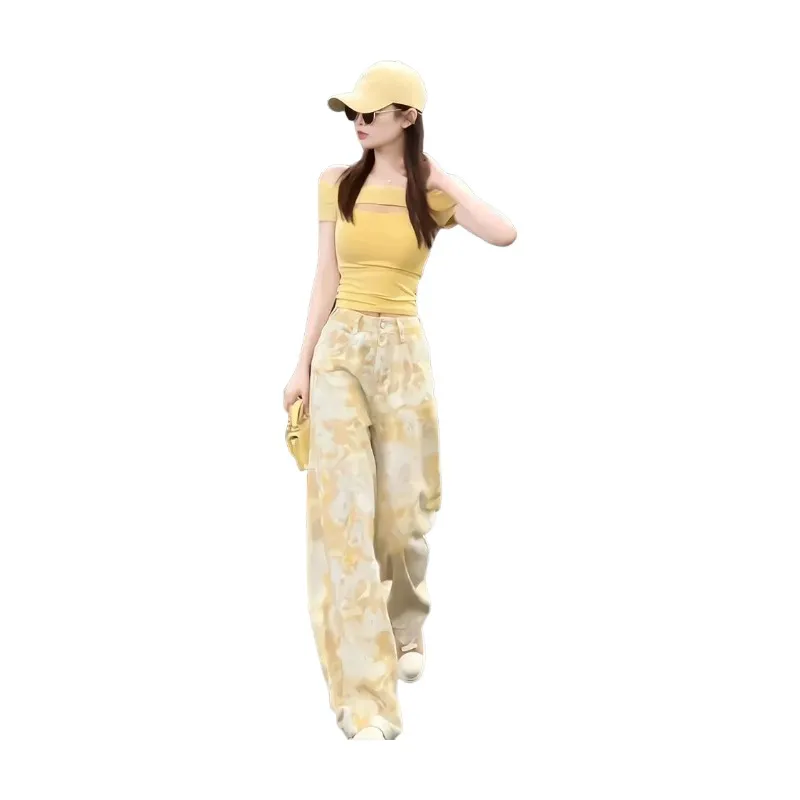 7 SEVFUN Jeans Women's Yellow Gold Floral-1