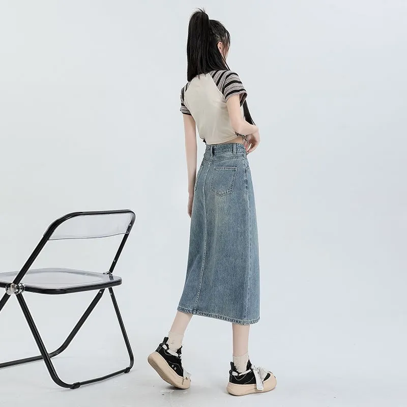 7 SEVFUN Denim Long Skirt Women's Light-2