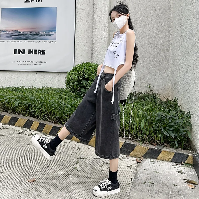 7 SEVFUN Denim Shorts Unisex Black Gray Color-3