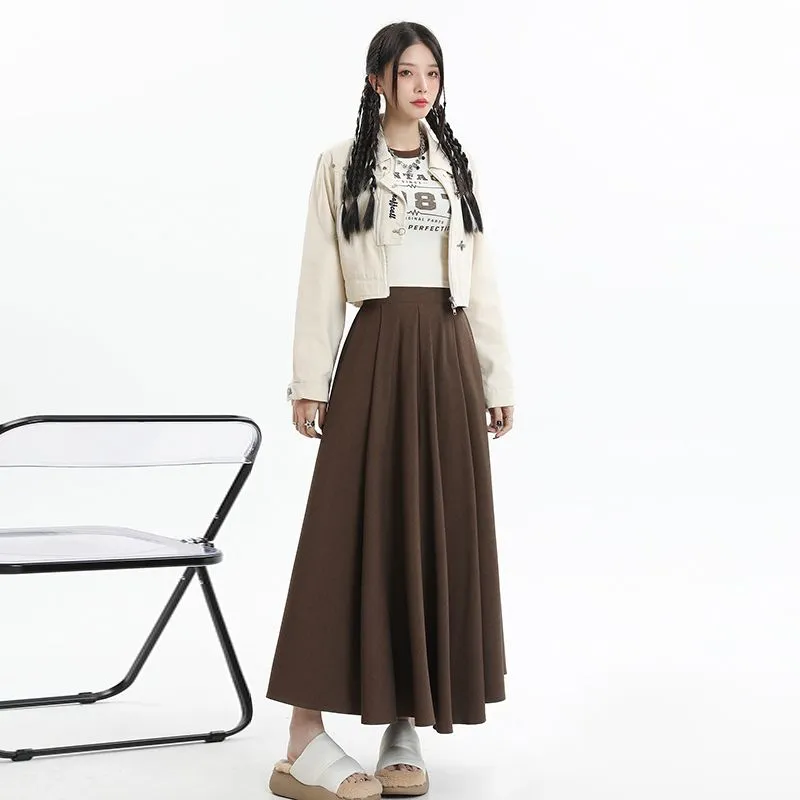 7 SEVFUN Casual Long Skirt Women's Brown-1