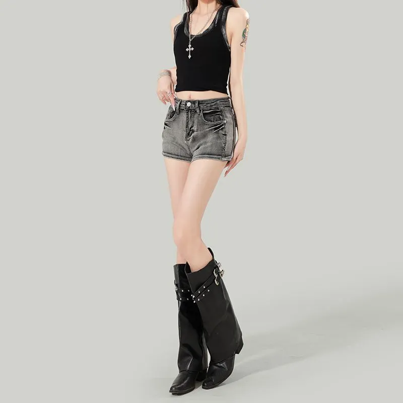 7 SEVFUN Denim Shorts Women's Smoke Gray-4
