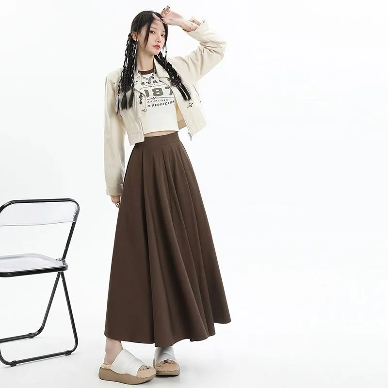7 SEVFUN Casual Long Skirt Women's Brown-2