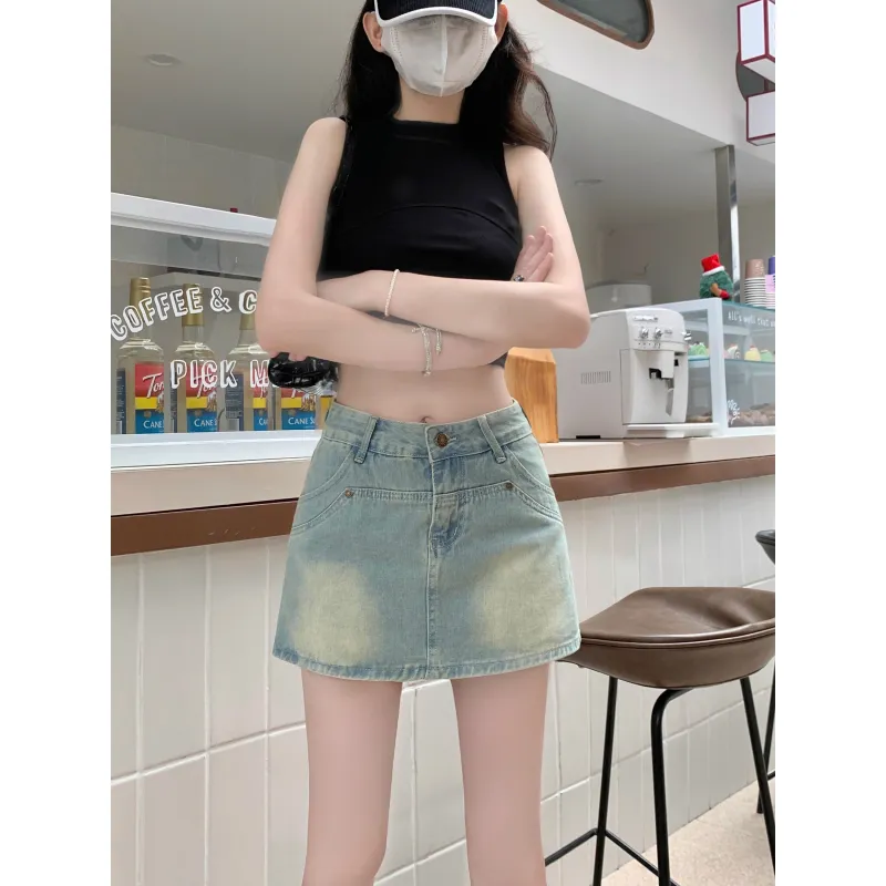 7 SEVFUN Denim Short Skirts Women's Light Blue-1