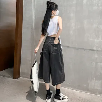 7 SEVFUN Denim Shorts Unisex Black Gray Color