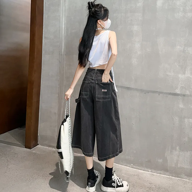 7 SEVFUN Denim Shorts Unisex Black Gray Color-0