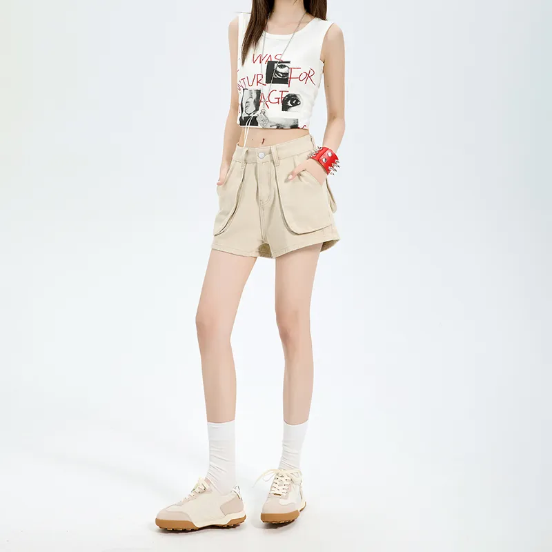 7 SEVFUN Denim Shorts Women's Creamy Apricot-3