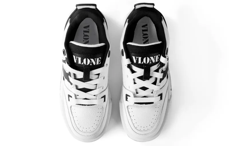 VLONE Slip Resistant And Breathable Low Top Skateboard Shoes, Box Unisex White Black-5