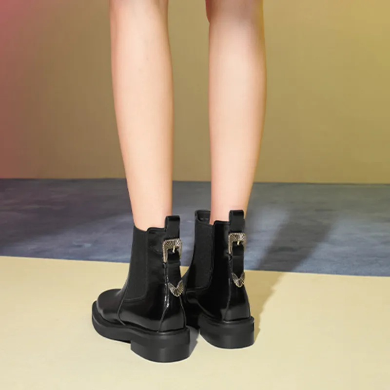 73Hours Short Chelsea Boots 2cm Women's Black-4