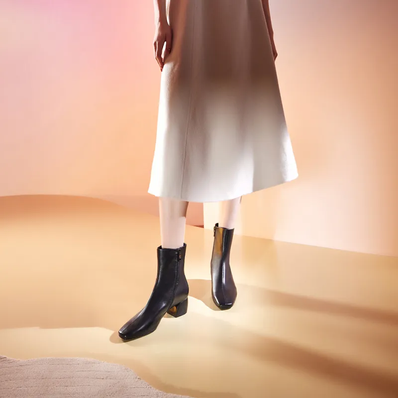 73Hours Cream Narrative Ankle Boots 5cm Women's-21