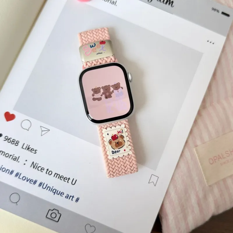 Vobafe Compatibility With Apple Watch Series 9/S8/S7/S10 SE/Ultra 2 Watch Band Apple Compatibility Fabric Material-9