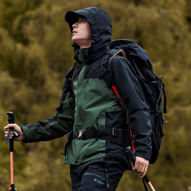 PIONEER CAMP Water Resistant Windproof Breathable Warm Single Layer Hard Shell Windbreaker Jacket Unisex Army Green-2