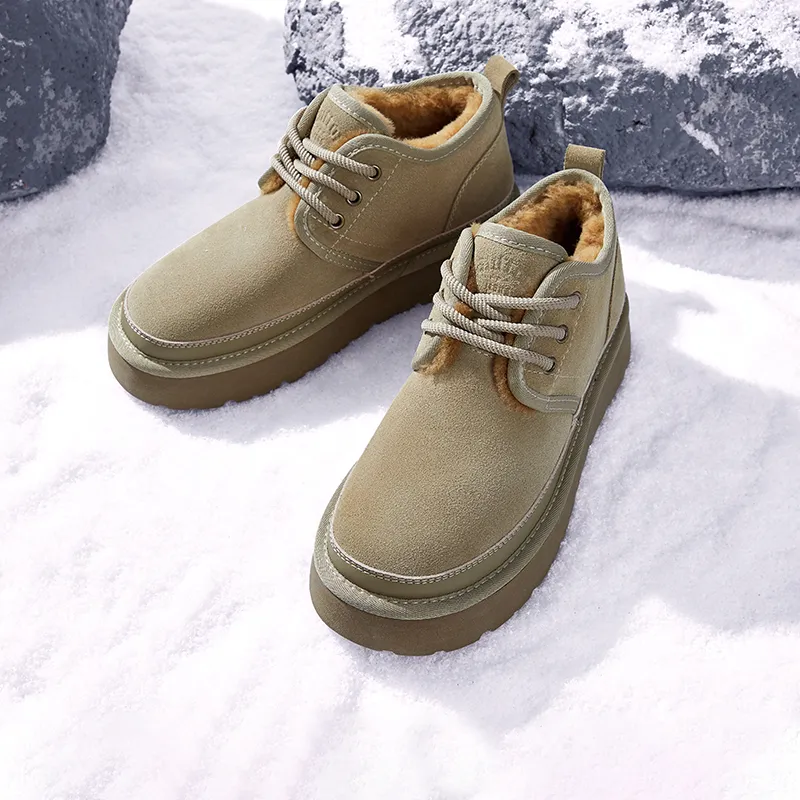 Hautton Jeans Thermal Abrasion Resistant Slip Resistant Short Mid Calf Snow Boots Men's-7