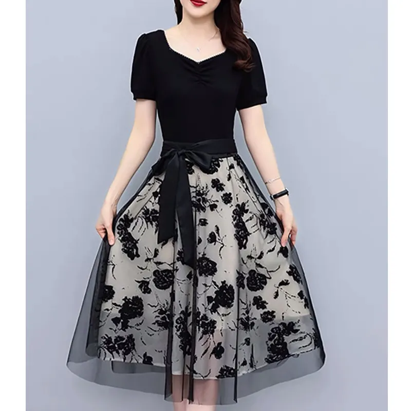 Mu Qingqing Short Sleeved Dress Women's-3