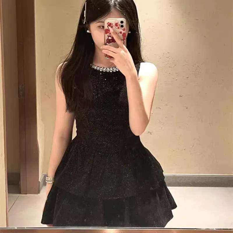 Mu Qingqing Sleeveless Dress Women's Black Inner Lining-2
