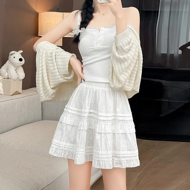 Mu Qingqing Casual Short Skirts Women's White-2