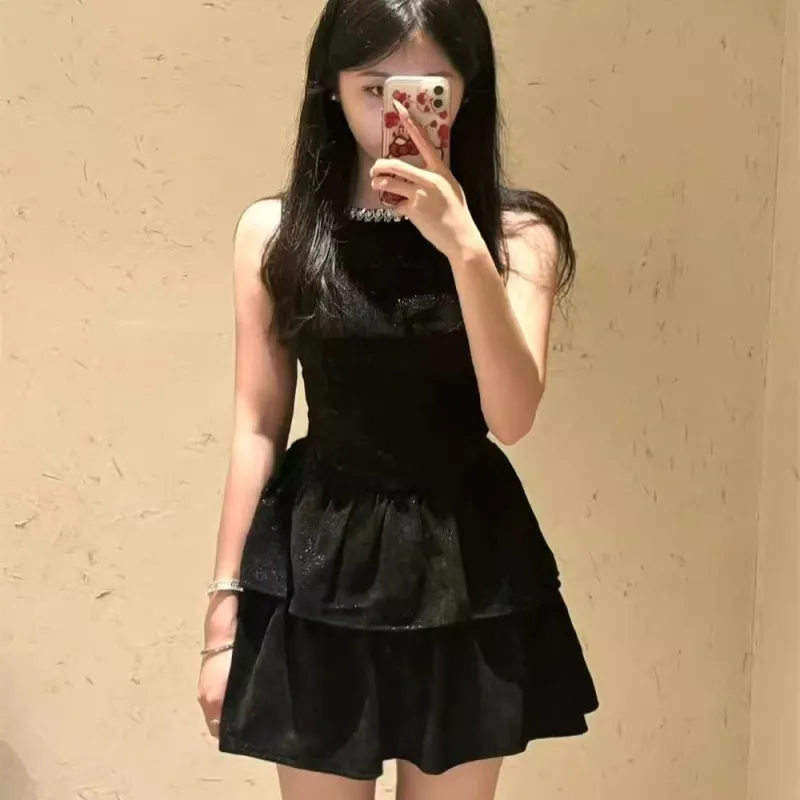 Mu Qingqing Sleeveless Dress Women's Black Inner Lining-3