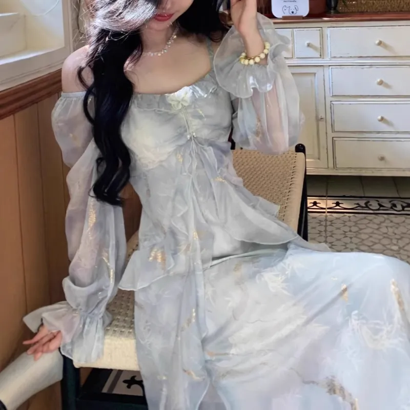 Mu Qingqing Long Sleeved Dress Women's-3