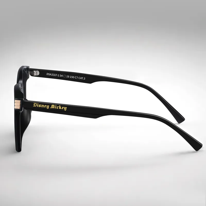 Disney Plate Frame Square Sunglasses Unisex Black-3
