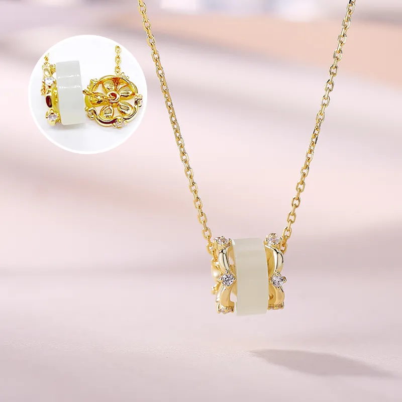 WEITIANXUAN Hetian Jade Necklaces White Jade/Pale Greenish White Jade Unisex-3