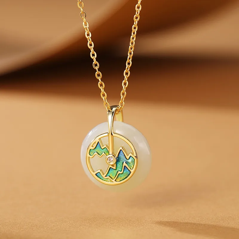 WEITIANXUAN Hetian Jade Necklaces White Jade/Pale Greenish White Jade Unisex-2