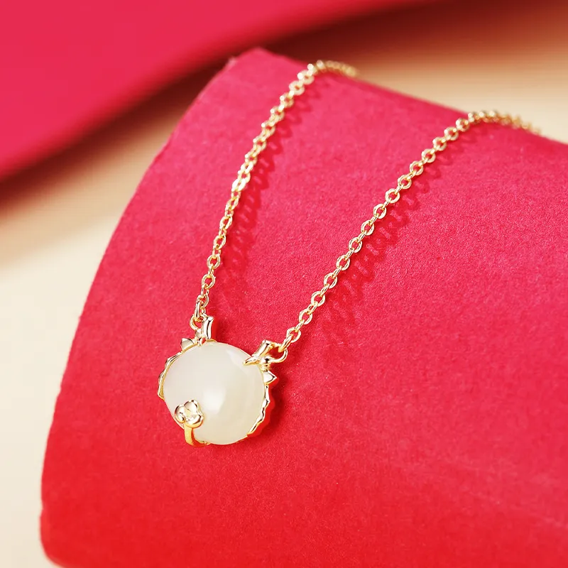 WEITIANXUAN Hetian Jade Necklaces White Jade/Pale Greenish White Jade Unisex-2