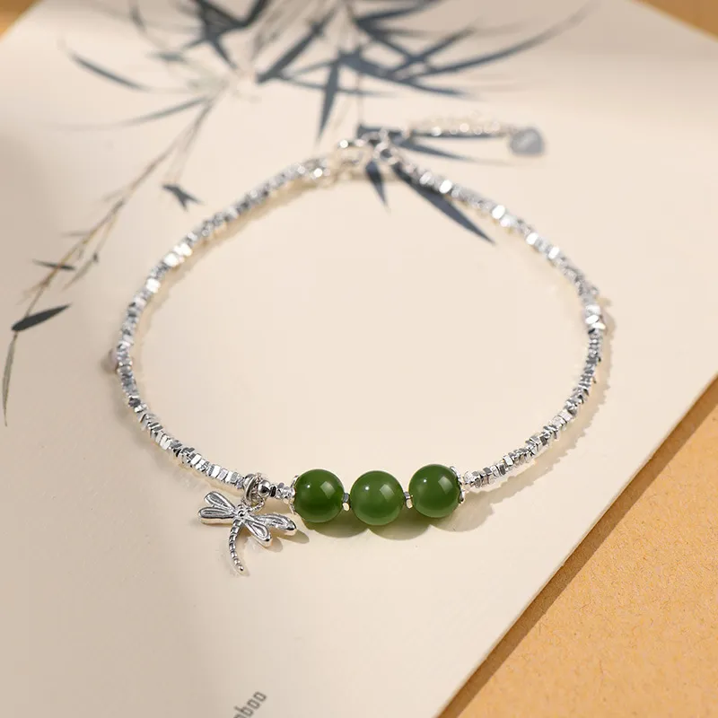 WEITIANXUAN Hetian Jade Bracelets Pale Greenish White Jade Women's-3