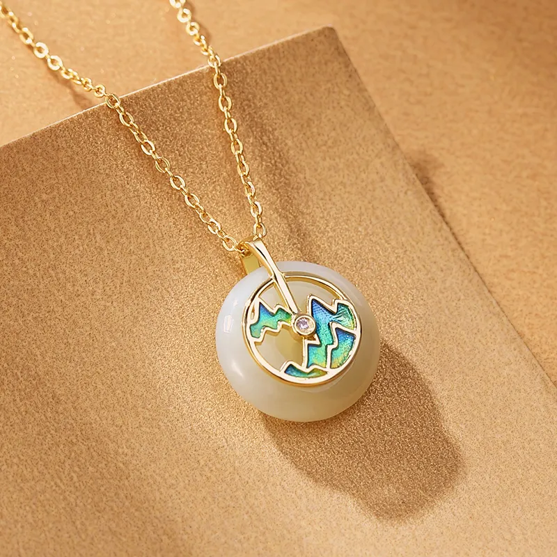 WEITIANXUAN Hetian Jade Necklaces White Jade/Pale Greenish White Jade Unisex-3