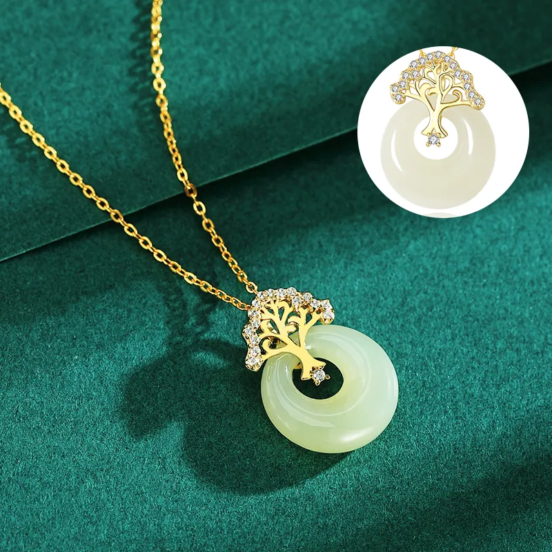 WEITIANXUAN Hetian Jade Necklaces White Jade/Pale Greenish White Jade Unisex-5