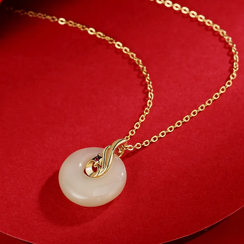 WEITIANXUAN Natural Hetian Jade Pale Greenish White Jade Women's-3