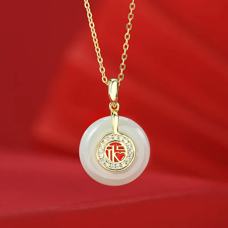 WEITIANXUAN Hetian Jade Necklaces White Jade/Pale Greenish White Jade Women's-2